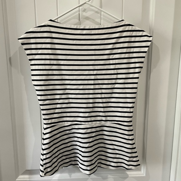 H&M women’s size small peplum striped top white with black stripes - Picture 4 of 4